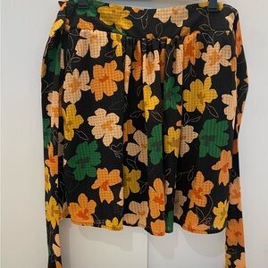 Who What Wear Floral Skirt Multiple Colors Tie Belt Elastic Waistband Size M